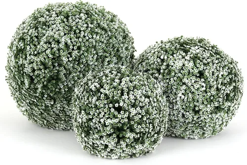 Vista 49 de 3rd Street Inn Bola topiaria XL Baby's Breath - Juego de plantas artificiales - Decoración de fiesta de boda para interiores y exteriores - Esfera