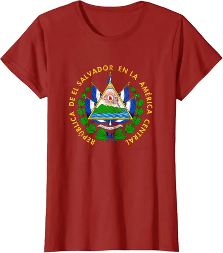 Vista 72 de Escudo de armas de El Salvador Salvadoran Distressed Design T-Shirt