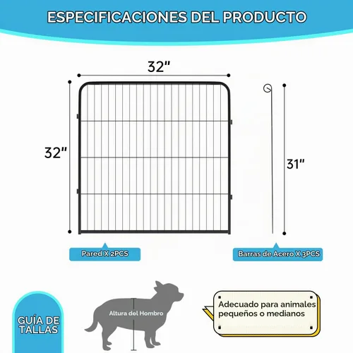 Vista 7 de BestPet Extensión de corral para perros 32 pulgadas, 2 paneles Corral resistente para mascotas con ejercicio de metal Paneles de cerca