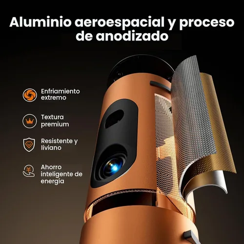 Vista 6 de Proyector portátil inteligente con WiFi y Bluetooth, alimentado por USB-C, mini proyector con aplicaciones integradas y sistema operativo Android