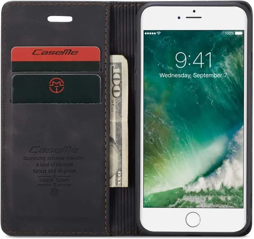Vista 2 de SINIANL Funda para iPhone 7/8, funda de cuero tipo billetera con tarjetero cierre magnético Kickstand a prueba de golpes fundas protectoras