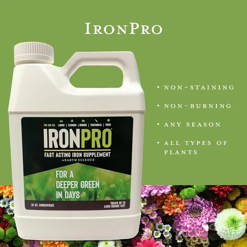 Vista 4 de Earth Science IronPro Concentrado de hierro líquido de acción rápida, 32 onzas, suplemento de hierro para césped, plantas, jardines, corrige
