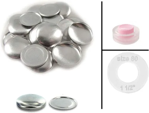Vista 8 de i Craft for Less - Botones tamaño 60 (1 1/2") para cubrir/autocubrir botones con respaldo de alambre – Cantidad 25 (con plantilla de plástico)