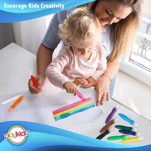 Vista 4 de 12 pinceles de pintura exprimibles de colores clásicos para niños, pincel de pintura de témpera, varios colores divertidos para niños pequeños