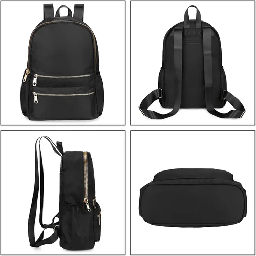 Vista 3 de Uromee Mochila para mujer, bolsa de hombro impermeable de nailon para viaje, 1-negro, Mochilas Daypack