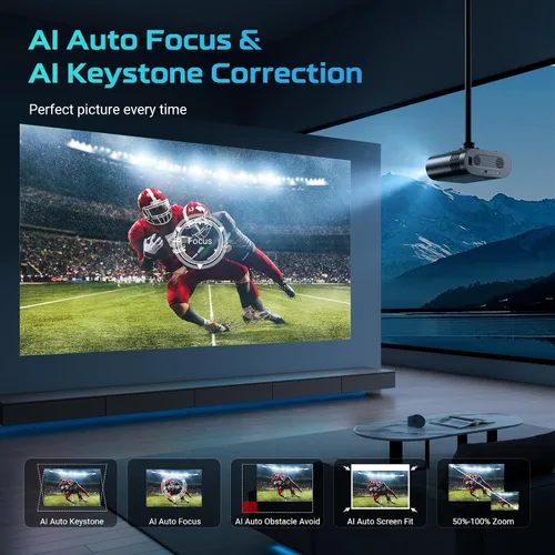 Vista 7 de [Google TV/control de voz] Proyector inteligente GooDee 4K UHD con WiFi y Bluetooth, proyector de películas portátil aplicable a Prime Video