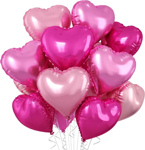Vista 12 de Globos de corazón azul bebé, 10 piezas de globos en forma de corazón azul claro y blanco pastel, globos de papel de aluminio blanco arena crema