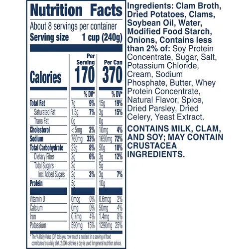 Vista 2 de Progresso: Sopa Rica y Abundante, Sopa de Almejas de Nueva Inglaterra, 18.5 oz., Pack de 4
