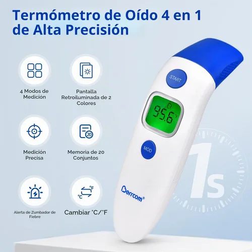 Vista 2 de Berrcom - Termómetro 3 en 1 para frente y oído para adultos y niños
