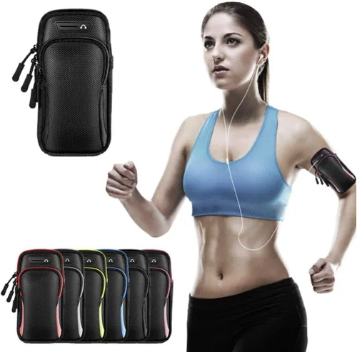 Vista 6 de Fitness Arm Band, Water Proof Phone Holder for Running and Workouts with Secure Pocket Design, Adjustable Sports Strap (Black)