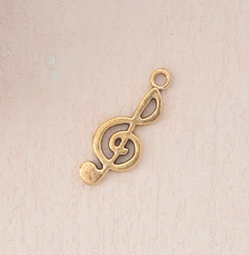 Vista 4 de 50 piezas de dijes de notas musicales de metal, símbolo de música vintage, elegante, elegante, instrumento, cuentas colgantes para manualidades