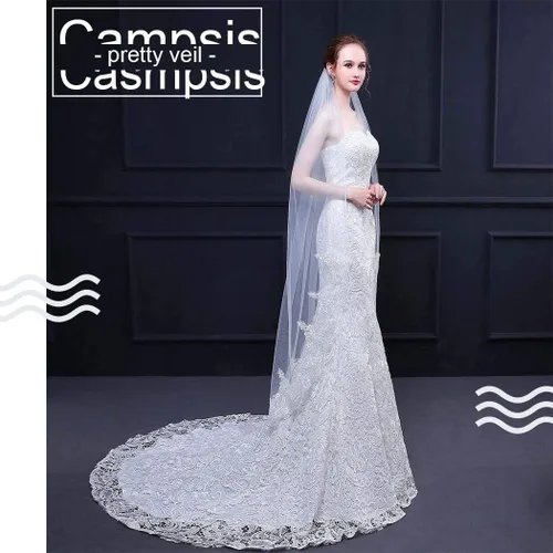 Vista 2 de Cmapsis - Velo de encaje para novia, con peine de 1 nivel, accesorios para el pelo de boda para novias