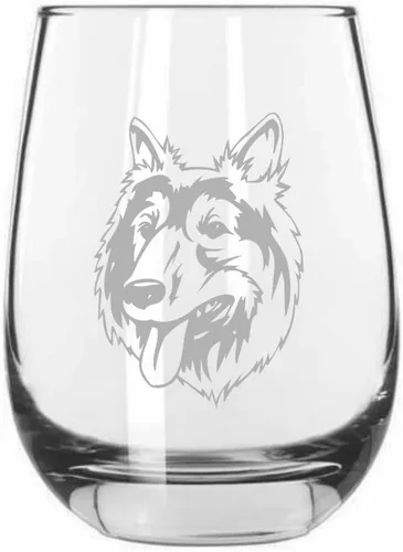 Vista 393 de Shar Pei (chino) - Vaso de vino sin tallo grabado para perro, 15.25 onzas