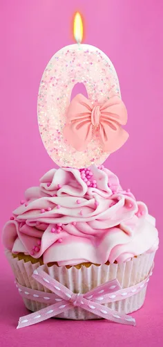 Vista 2 de Vela de cumpleaños para pastel, vela 0 - purpurina rosa con lazo, vela de feliz cumpleaños de 2.76 pulgadas, adorno superior de pastel para fiestas