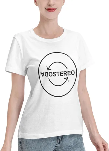 Vista 2 de Soda Stereo Logo T Shirt Woman's Summer Tee Casual Short Sleeve Shirts