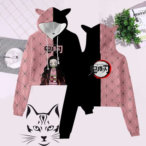 Vista 2 de NUFR Sudadera con capucha para mujer y niña, diseño de anime Slayer Kimetsu no Yaiba