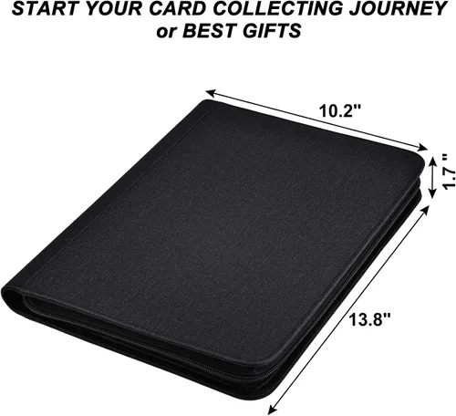 Vista 2 de HerriaT Carpeta de tarjetas intercambiables, carpeta de colección de tarjetas de poliuretano de 9 bolsillos para 360 tarjetas, libro de tarjetas