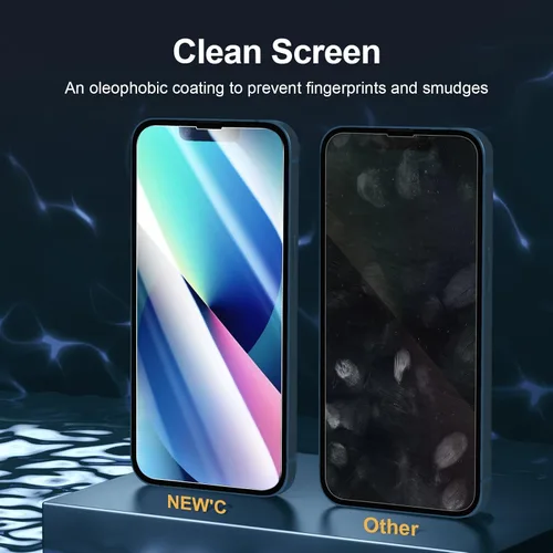 Vista 54 de NEW'C Paquete de 3 protectores de pantalla de privacidad para iPhone Air/iPhone 17 Air (6.5 pulgadas), película de vidrio templado antiespía