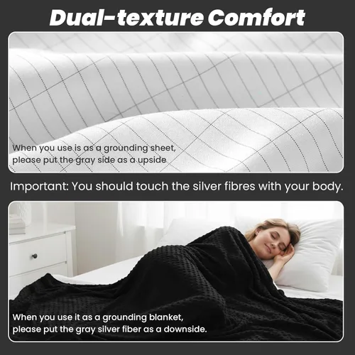 Vista 5 de Manta Grounding para aliviar el dolor y dormir más profundo, sábana de cama Earth Connect con fibra de plata, manta esponjosa, regalos para mujeres