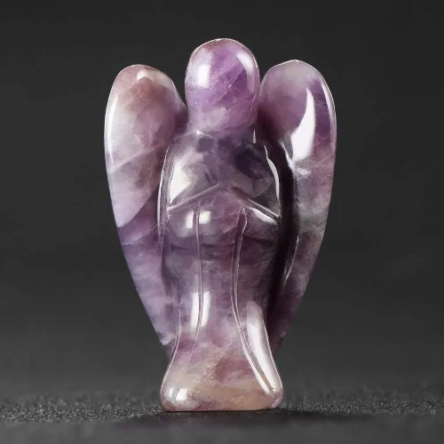 Vista 8 de Artistone Ángel de amatista de 2 pulgadas, ángel curativo de cristal tallado a mano, estatua de ángel guardián de bolsillo con caja de regalo