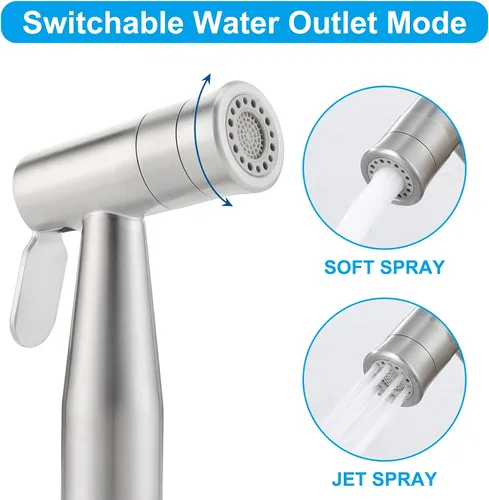 Vista 2 de Mulin Pulverizador de bidé para inodoro - Pulverizador de mano con control de presión de agua para bebé, pañal de tela, lavado femenino, acero