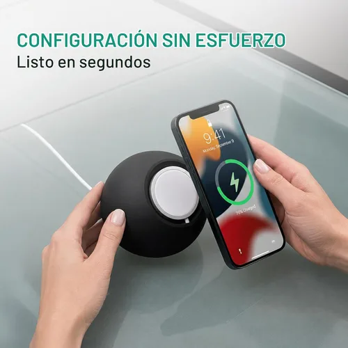 Vista 3 de Soporte de cargador inalámbrico, compatible con MagSafe, iPhone 12-18 Negro