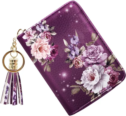 Vista 7 de Billetera pequeña para tarjetas de crédito RFID con purpurina linda para mujer