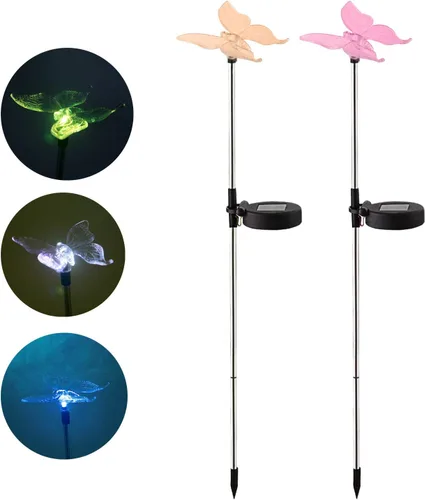 Vista 10 de 3 luces de estaca LED que cambian de color con energía solar, girasol de Varios