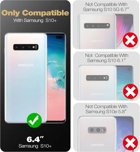 Vista 2 de Dexnor Funda para Samsung Galaxy S10+ Plus, [protector de pantalla y soporte integrados] Protección de grado militar resistente a prueba de golpes