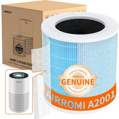 Vista 10 de AIRROMI A2001 Filtro de repuesto para purificador de aire HEPA, filtro original 3 en 1, elimina el 99.97% de partículas de 0.3 micrones, 2