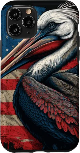 Vista 29 de Funda para iPhone 16 Pelican Bird Patriotic Vintage American Flag Pelícano