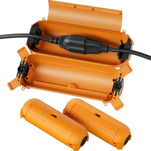 Vista 14 de Flemoon [Paquete de 3] Cubierta de cable de extensión para exteriores, impermeable, resistente a la intemperie, caja de conexión eléctrica