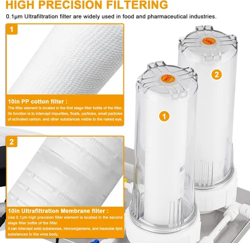 Vista 4 de JIAWANSHUN Sistema de filtro de licor de acero inoxidable, filtro de filtro de filtro de vino de 10 pulgadas que hace la purificación