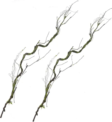 Vista 8 de 2 ramas de cerezo artificiales de 39 pulgadas, ramas, ramas de madera, ramitas de madera, tronco de vid flexibles, plantas de seda con musgo