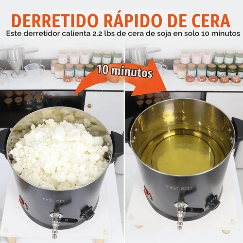 Vista 5 de FAST MELT - Kit de fundidor eléctrico de cera de 10 litros para hacer velas, control de temperatura de 86.0-230.0 °F, boquilla de fácil vertido