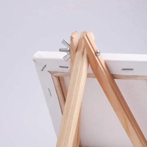 Vista 4 de Mini lienzo de 6 x 6 pulgadas y caballete de trípode de madera de 7 x 9 pulgadas para pintar y dibujar manualidades, paquete de 2