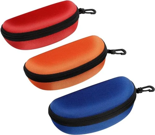 Vista 5 de Paquete de 3 fundas de gafas de sol portátil con cremallera de viaje con paño de limpieza