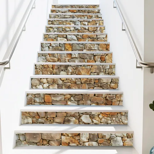Vista 12 de PLIGREAT 15 tiras de calcomanías de animales del bosque negro para escaleras, adhesivas y autoadhesivas, para peldaños de escaleras, decorativas