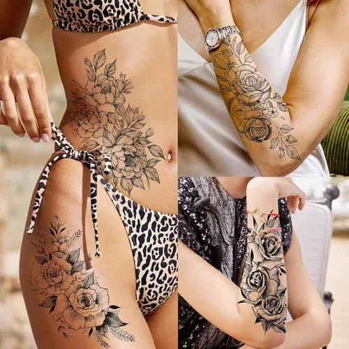 Vista 3 de VANTATY - Tatuajes temporales, diseño de flor 009