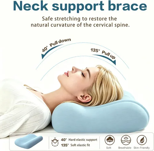 Vista 4 de Almohada cervical para dormir, almohadas de espuma viscoelástica para Azul