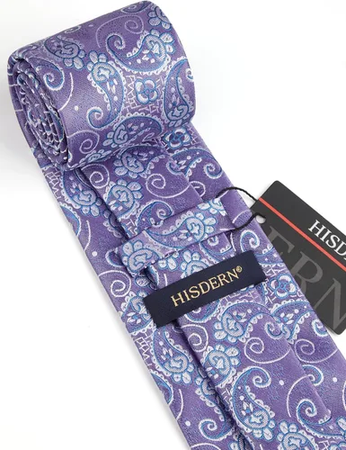 Vista 155 de HISDERN Corbatas para hombre, corbata de cachemira y bolsillo cuadrado tejido clásico floral para hombre, corbata de fiesta de boda