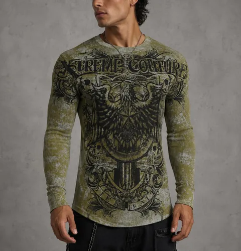 Vista 2 de Xtreme Couture by Affliction - Camisa térmica de manga larga para hombre Verde militar (Patrón)
