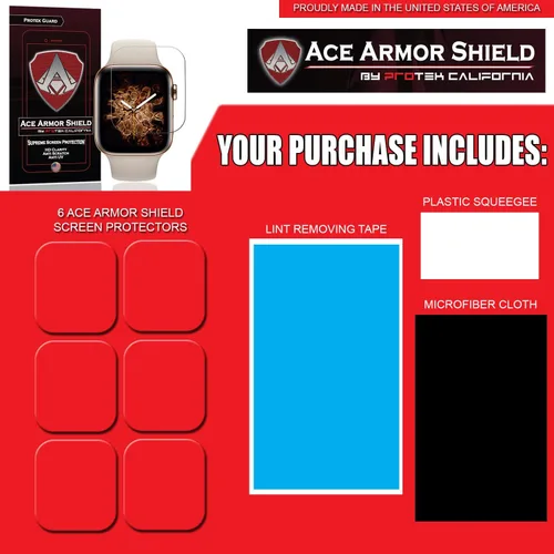 Vista 2 de Protector de pantalla Ace Armor Shield (6 unidades) Premium HD impermeable compatible con Apple Watch Series 6 de 1.575 pulgadas (1.575 in)