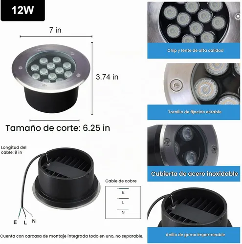 Vista 2 de Luces LED para exteriores de 7 pulgadas, luces LED de paisaje de Blanco