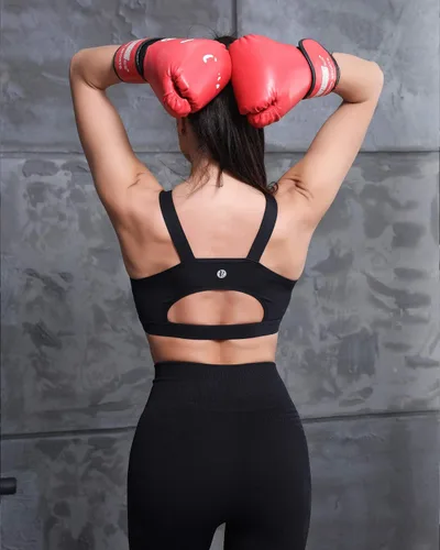 Vista 4 de RUNNING GIRL - Brasier deportivo de alto impacto para mujer, brasier de espalda cruzada, brasier de entrenamiento, brasier de yoga de línea larga