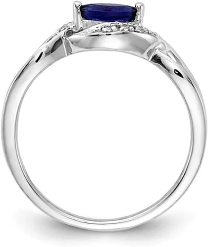 Vista 2 de Anillo de compromiso de oro blanco macizo de 10 quilates con diamante natural de 0,42 quilates con zafiro azul de corte marquesa para mujer en oro
