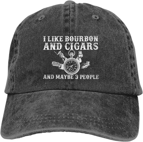 Vista 7 de Funny Hat I Like Bourbon and Cigars and Maybe 3 People Hat Men Baseball Hat Cool Hat