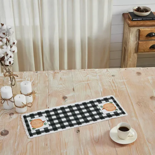 Vista 2 de VHC Brands Annie - Calabaza negra a cuadros para otoño, otoño, Acción de Gracias, Halloween, decoración para cocina, comedor, fiesta, camino