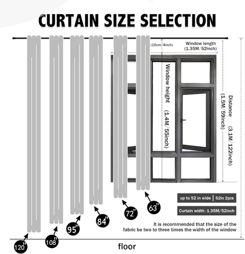 Vista 2 de indistar Cortinas Oscuras para el Hogar de Doble Capa con Capa Sólida y Transparente, Par de Paneles de Cortina con Ojales en la Parte Superior, 52