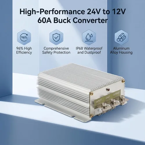 Vista 4 de Convertidor de fuente de alimentación de CC CC, 24 V a 12 V 60 A 720 W módulo regulador de voltaje reductor con carcasa de aluminio fundido a
